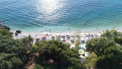 High angle view of people at beach