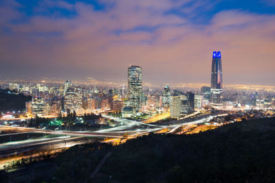 Skyline of santiago de chile with modern office buildings at financial district.