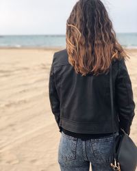 Rear view of man standing on beach