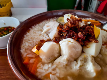 Close-up of food in bowl on table