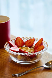 Close-up of breakfast on table