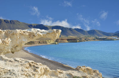 Scenic view of landscape against sky during winter