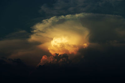 Low angle view of cloudy sky during sunset