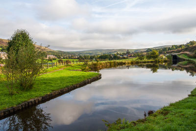 Scenic view of lake against sky