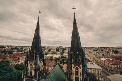 View from a height on the attractions of lviv.