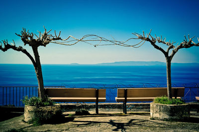 Scenic view of sea against clear sky