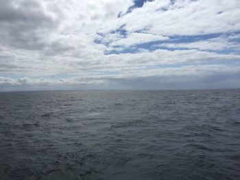 Scenic view of sea against cloudy sky