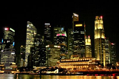 City lit up at night