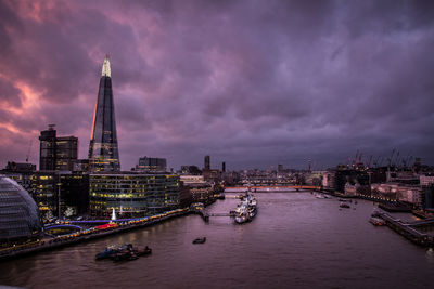 Cityscape against cloudy sky