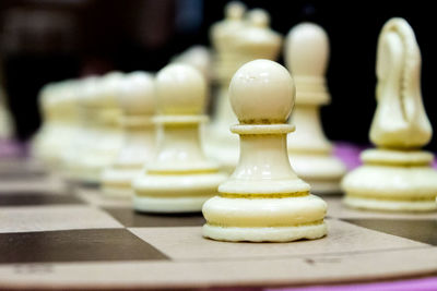 Close-up of chess pieces