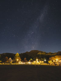 Scenic view of illuminated star field against sky at night