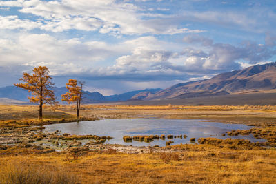 Scenic view of lake against sky