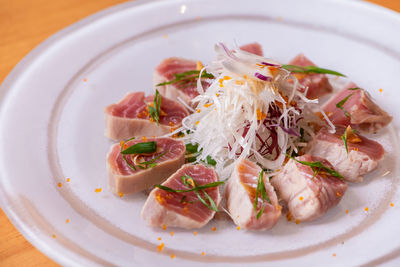 Fresh sashimi fine dining plate