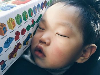 Close-up portrait of boy at home
