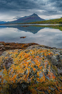 Scenic view of lake against sky