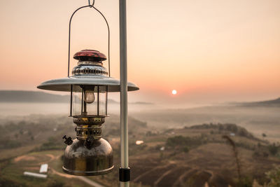 View of tower against sky during sunset