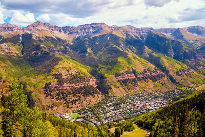 Scenic view of mountains against sky