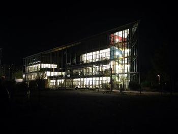 View of illuminated buildings at night