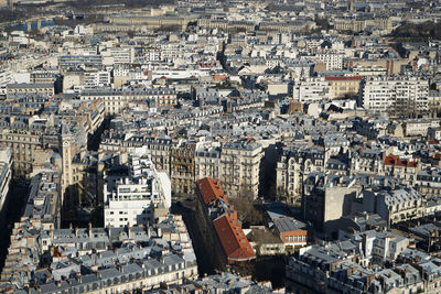 High angle view of buildings in city