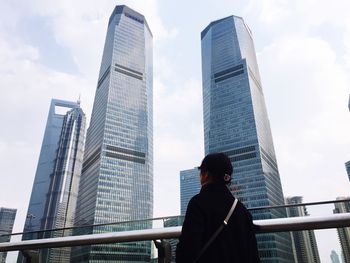 Low angle view of modern buildings against sky