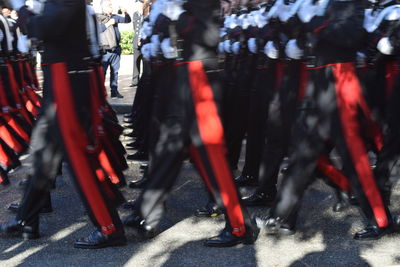 Low section of people on street