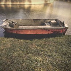 Close-up of boats in water