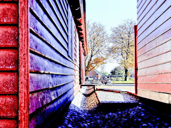 Red building in city