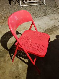 High angle view of chair on beach