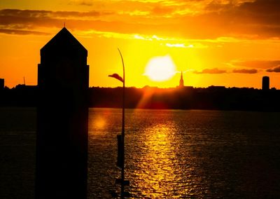 Scenic view of river at sunset