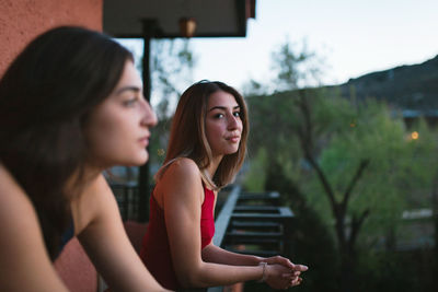 Lesbian couples in balcony