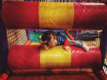 Girl climbing on playground