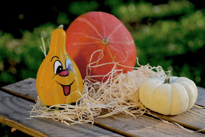 Close-up of pumpkin on table