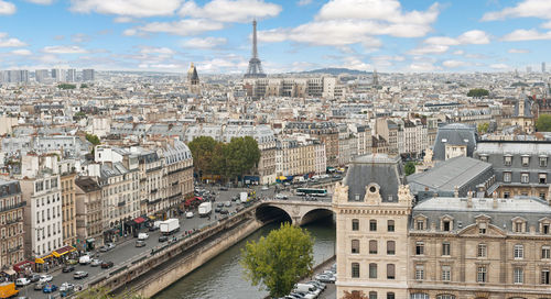 Paris cityscape against sky