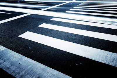 High angle view of zebra crossing on road