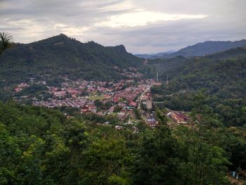 High angle view of townscape against sky