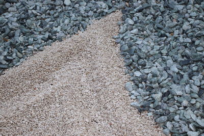 High angle view of stones on beach