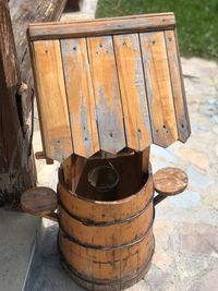 High angle view of old rusty metal on field
