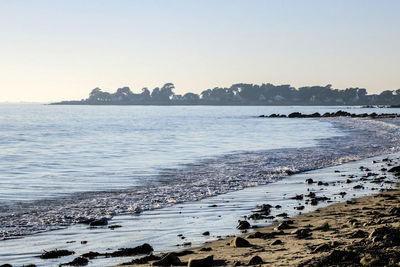 Scenic view of sea against clear sky