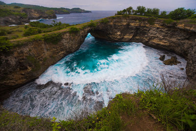 High angle view of sea