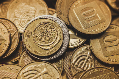 Israeli coins. macro shot