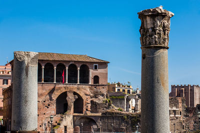 Ruins of the forum of caesar built by julius caesar near the forum romanum in rome in 46 bc