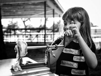 Portrait of a girl drinking woman