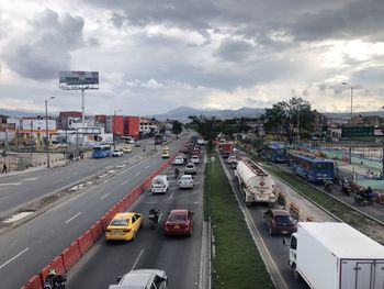 High angle view of traffic on road