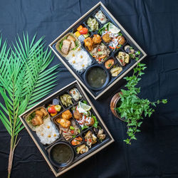 High angle view of food on table