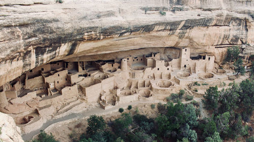 Low angle view of old native village in mesa verde national park 