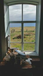 Sea seen through window