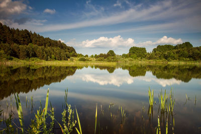 Scenic view of lake against sky