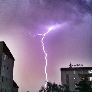 Lightning in sky at night