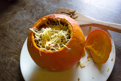 Close-up of noodles in bowl