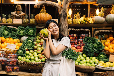 Fruits for sale at market stall